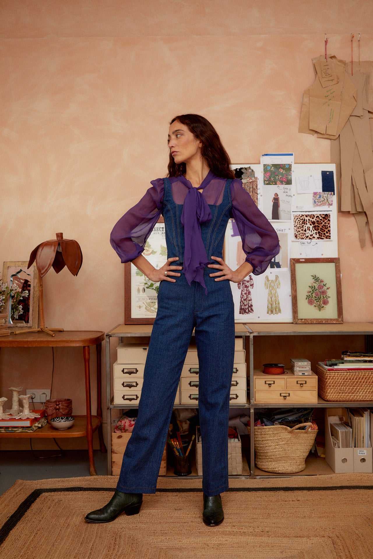 Ralph denim trousers, dark blue with belt loops, front button fly and straight legs