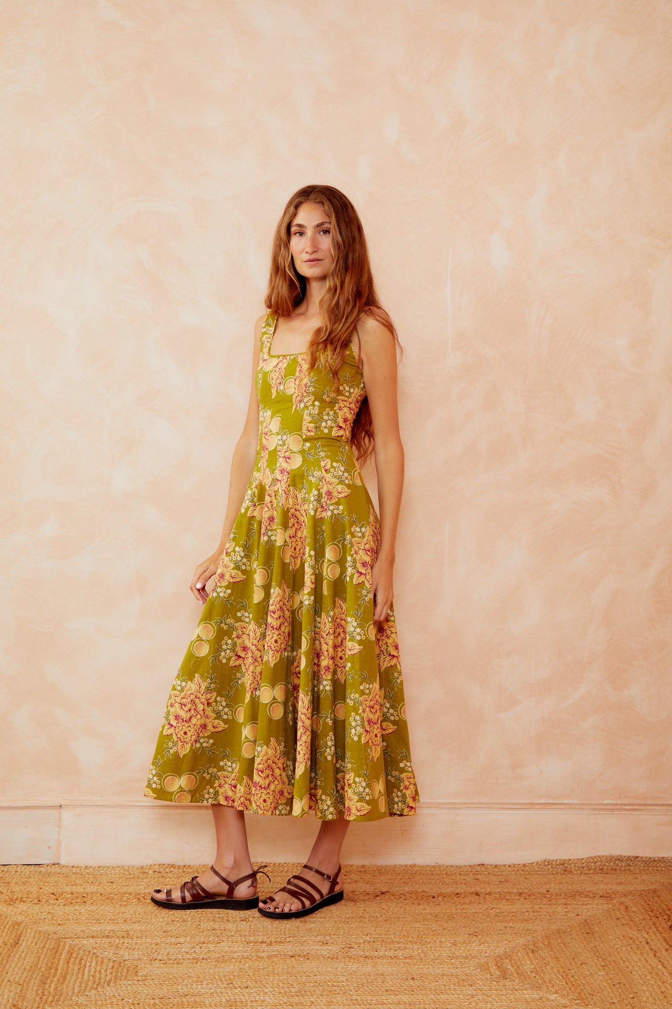 Audrey Dress — Lime Green Cotton | DAHLIA